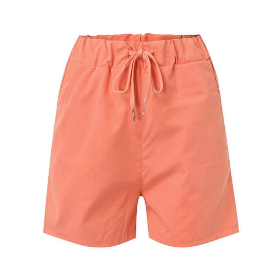 Vedolay Shorts for Women Plus Size Women's Plus Size Smocked Waist Knit Shorts,Pink L