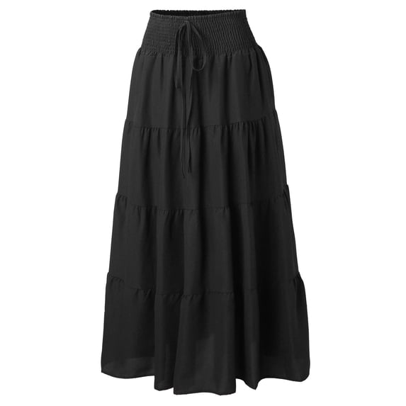 Vedolay Skirts Skirt for Women Boho Floral Print Pleated Flared Mini Skirt,Black S