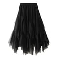thumbnail image 1 of Vedolay Skirts For Women Trendy Women's Asymmetrical Skirt - Cascade Asymmetric Flowy Handkerchief High Low Irregular Hem Elastic Waist Midi,Black One Size, 1 of 2