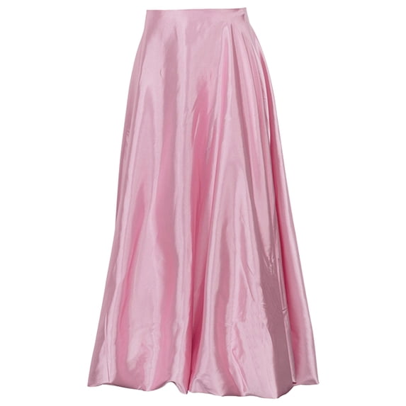 Vedolay Skirts for Women Pleated Elastic Waist Solid Color Long Skirt,Pink M