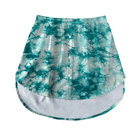 Vedolay Skorts Skirt For Women Women's Plus Size Floral Print Paperbag Waist Frill Trim Boho Short Skirt,Green XXL