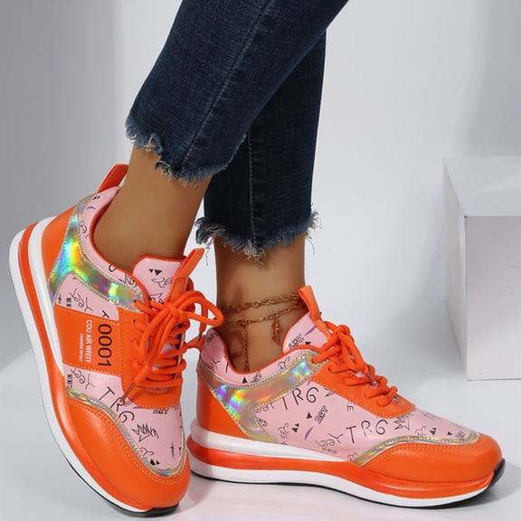 Vedolay Slip On Sneakers Women Sneakers for Women Breathable Slip on Sneakers Comfortable Knit Shoes,Orange 7