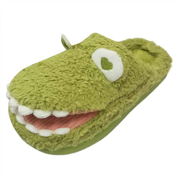 Vedolay Slippers for Kids Boys Girls Anti-Slip Soft Plush Comfy Indoor Slippers Green,26