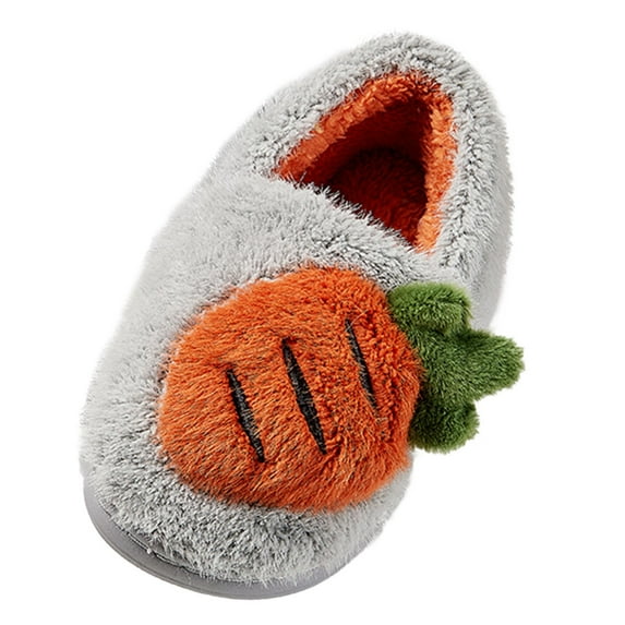 Vedolay Slippers for Kids Winter Toddler Girls Cartoon Warm Indoor House Slippers Grey,23