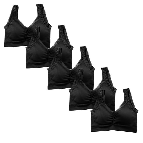 Vedolay Sports Bras Women's Seamed Soft Cup Wirefree Bra,Black One Size