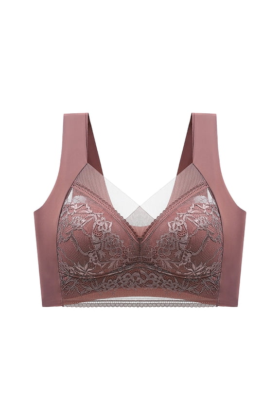 Sports Bras for Women Women's Plus Size Full Coverage Underwire Unlined Minimizer Lace Bra,Watermelon Red XXL