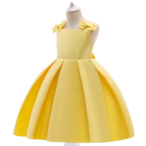 Vedolay Spring Dresses Girls Summer Dress Sleeveless Casual Crewneck A-Line Dresses,Yellow 4-5 Years