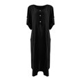thumbnail image 1 of Vedolay Spring Dresses Women's Embroidery Pearl Button Down Dress V Neck Spaghetti Strap Maxi Dress,Black L, 1 of 5