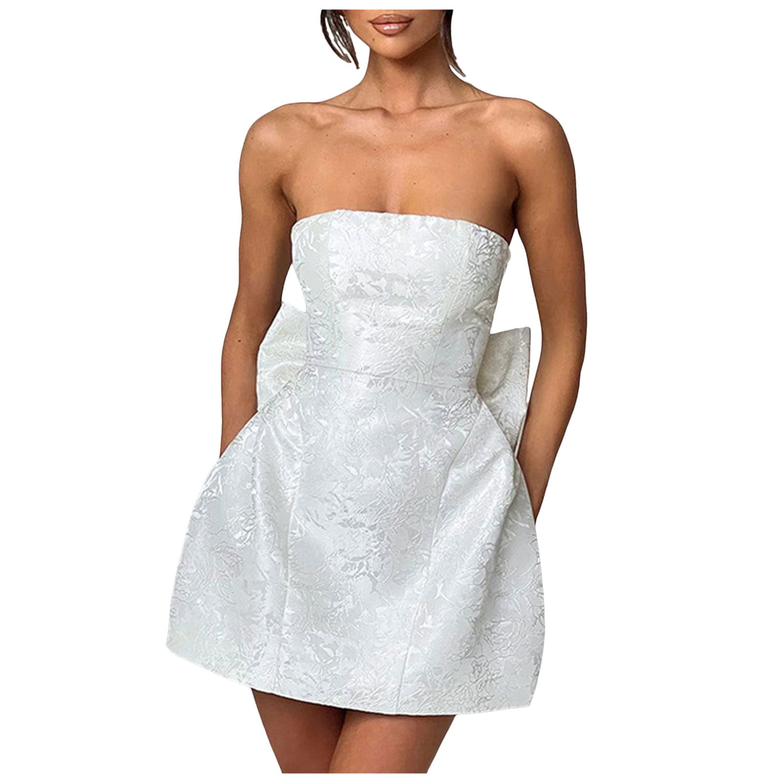 Vedolay Strapless Satin Mini Dress for Teens 2024 Short