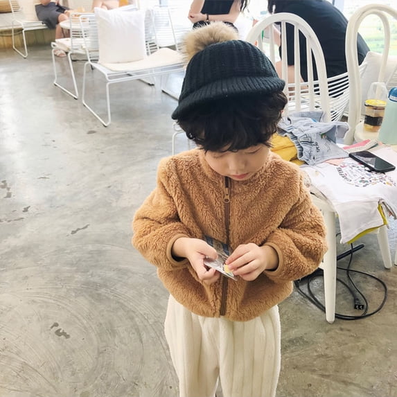 Vedolay Suit Jacket Girls' Lightweight Cropped Jacket Colorblock Zipper Jacket for Toddler & Kids,Brown 110-X-Large