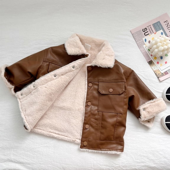 Vedolay Suit Jacket Girls' Lightweight Cropped Jacket Colorblock Zipper Jacket for Toddler & Kids,Coffee 4-5 Years