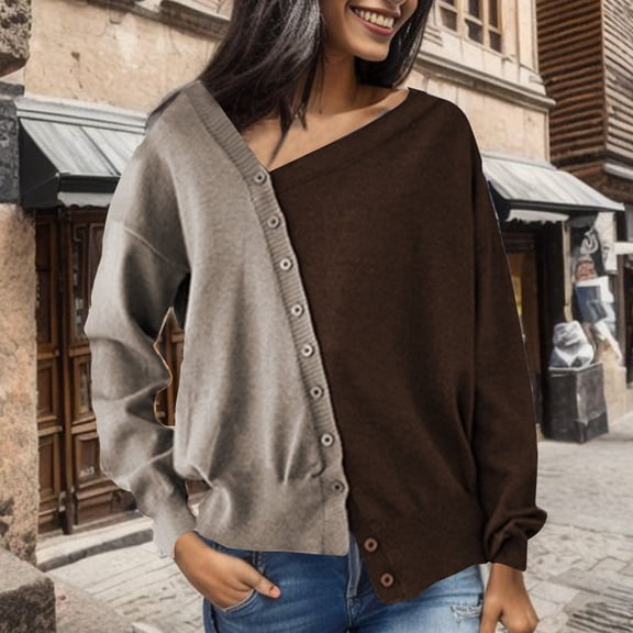 Vedolay Suit Jacket Womens Casual Long Sleeve Open Front Lapel Collar Work Office Casual Jacket,Coffee L