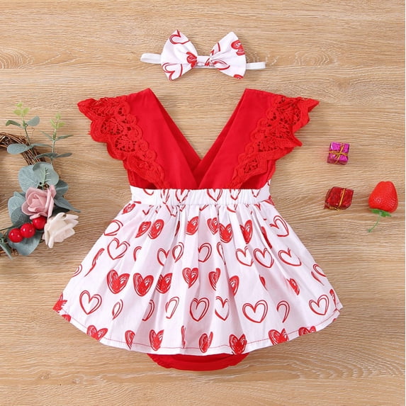 Vedolay Summer Bodysuits Baby Girls Adjustable Strap One Shoulder Floral Printed Ruffle Jumpsuits with Pockets,Red 9-12 Months