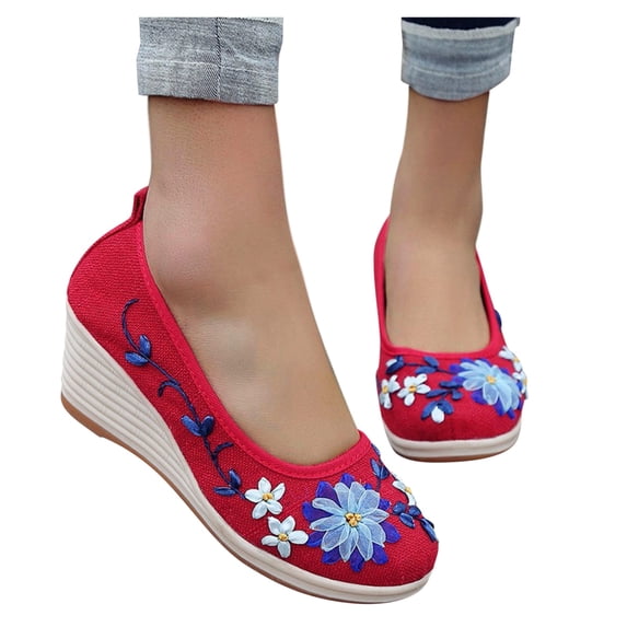Vedolay Summer Casual Shoes For Women 2023 Loafers for Women Slip on Lightweight Flats Shoes,Red 8.5