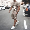thumbnail image 1 of Vedolay Summer Casual Short Sets Men Short Sets Tracksuit 2 Piece Summer Short Sleeve Shirt Shorts Set Sport Suits,Green S, 1 of 3