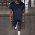 thumbnail image 1 of Vedolay Summer Casual Short Sets Mens 2 Piece Outfits Short Sets Short Sleeve T Shirt and Shorts,Blue XL, 1 of 5
