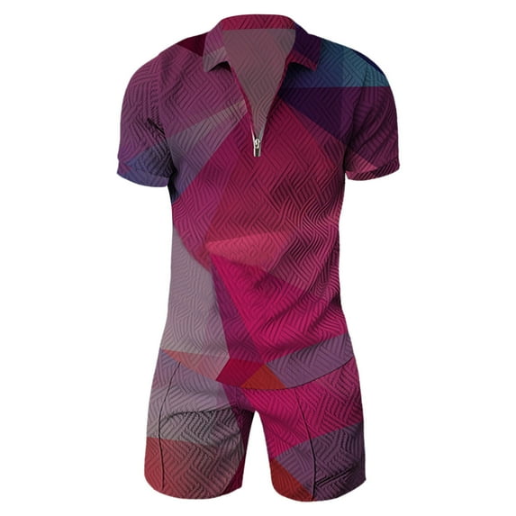Vedolay Summer Casual Short Sets Mens 2 Piece Outfits Summer Shirt and Shorts Set Casual Sport Beach Outfits for Men,Hot Pink XXL