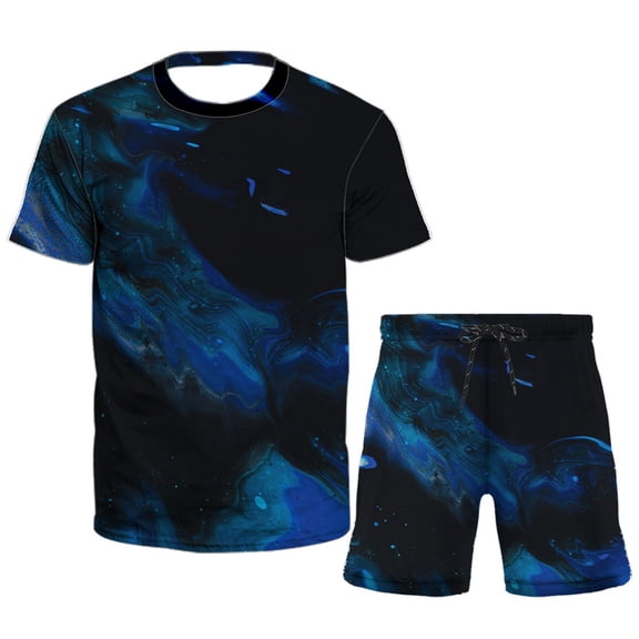 Vedolay Summer Casual Short Sets Mens Short Sets Fashion Summer Tracksuits Casual Set Short Sleeve and Shorts Set for Men,Black L