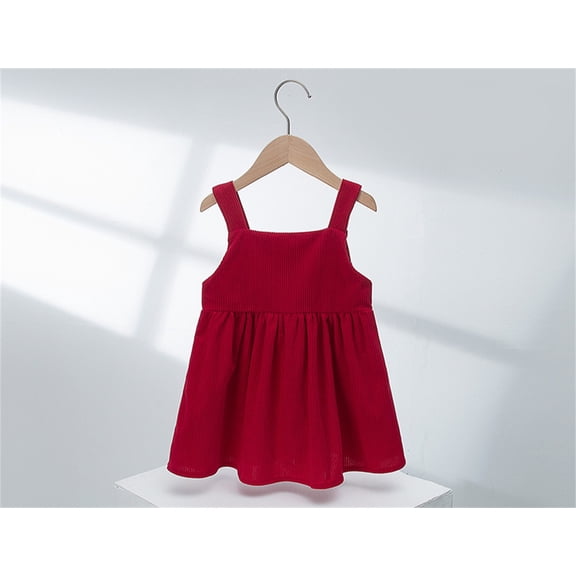 Vedolay Summer Dress Girls Dress Kids Summer Sleeveless Dresses,Red 12-24 Months