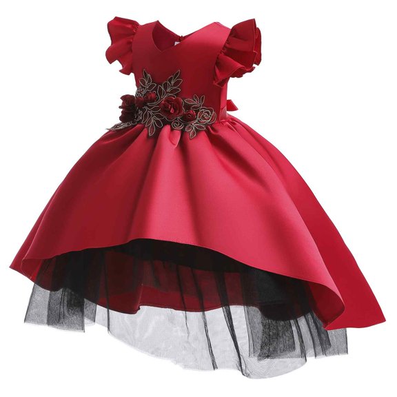 Vedolay Summer Dress Junior Bridesmaids V-Neckline Flower Girl Dress,A 5-6 Years