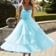 thumbnail image 1 of Vedolay Summer Dress Women's Formal Dresses Criss-Cross V-Neck Floral Flare Midi Summer Dress,Light Blue XL, 1 of 5