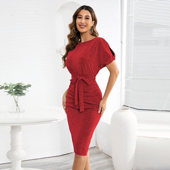 Vedolay Summer Dress Women's High Neck Split Bodycon Evening Long Dress,C XL