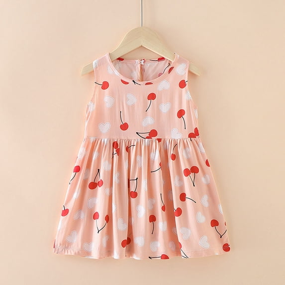 Vedolay Summer Dresses Girls Flower Sleeveless Strap Princess Layered Dress,Pink 6-7 Years