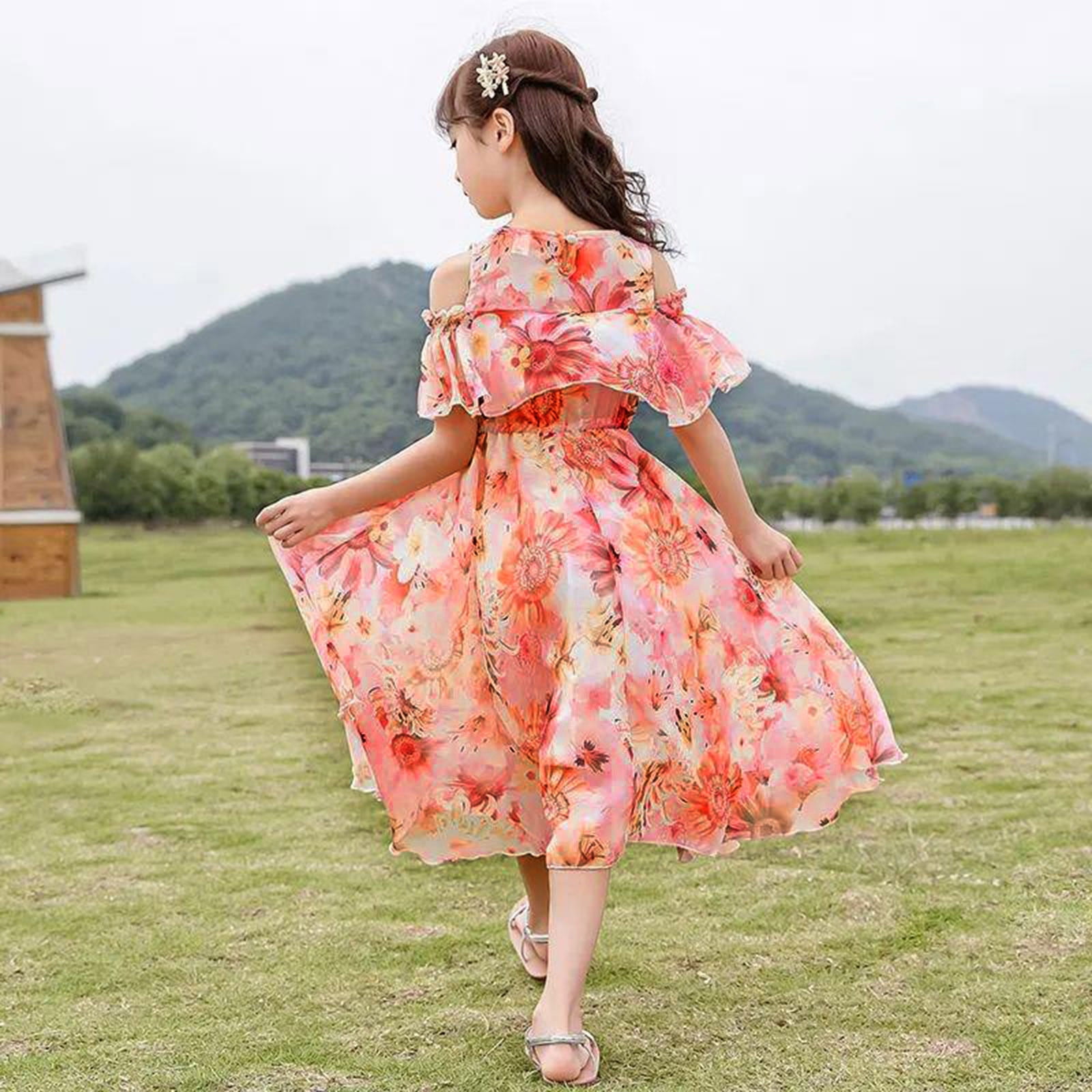 Vedolay Summer Dresses Girls Wedding Party Lace Dress Bridesmaid Pageant Princess Flower Dresses,Red 10-12 Years