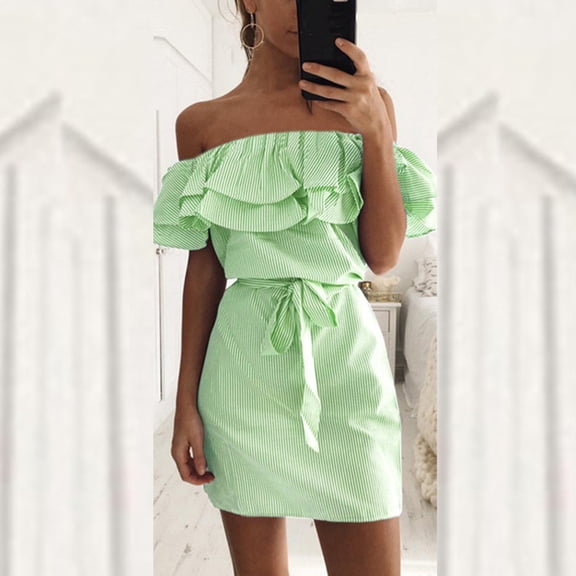 Vedolay Summer Dresses Women's Sleeveless Ruched Party Mini Dress,Green XL