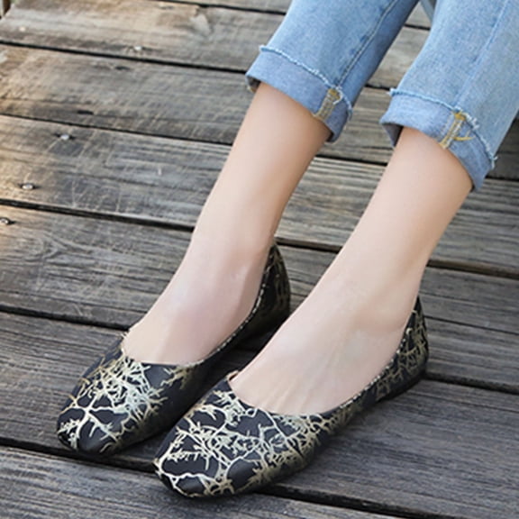 Vedolay Summer Flat Casual Shoes Women's Soft Flats Loafers,Slip On Casual Walking Lightweight Non-Slip Shoes,Yellow 6.5