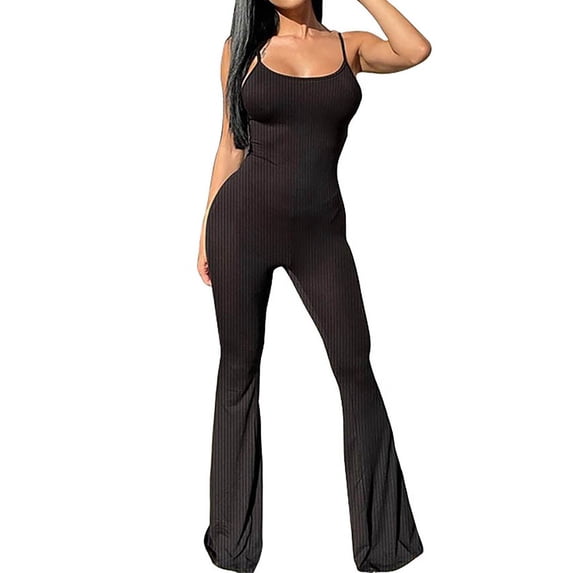 Vedolay Summer Jumpsuit For Women Women's Sleeveless Tank Tops Backless Short Jumpsuits One-Piece Bodysuit Sports Jumpsuit,Black L