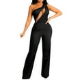 thumbnail image 1 of Vedolay Summer Jumpsuit For Women Women's Tank Jumpsuit Casual Sleeveless Jumpsuit Beam Foot Elasitic Waist Rompers Jumpsuits,Black XL, 1 of 5