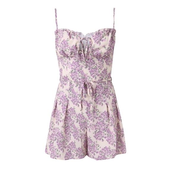 Vedolay Summer Jumpsuit For Women Womens Casual Short Sleeve Jumpsuits Elastic Waist Jumpsuit,Purple S