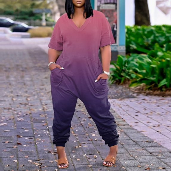 Vedolay Summer Jumpsuit For Women Women's Unitard Bodysuit Workout Rompers One Piece Summer Outfits Shorts Jumpsuits Gym Yoga Fashion Clothes 2023,Purple 3XL