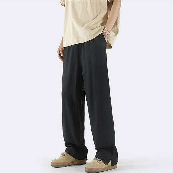 Vedolay Summer Pants For Men Men's Linen Cargo Jogger Pant Hop Sweatpants Harem Pants Sports,Black L