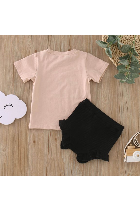 Summer Short Sets Girls Summer Shorts Set Kids 2Pcs Plaid Sport T-Shirt and Shorts Set,Red 12-18 Months