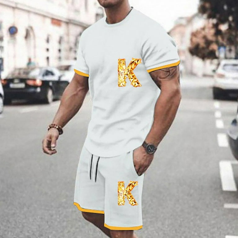 Men s Mesh Ptinted Sleeveless Short Sets