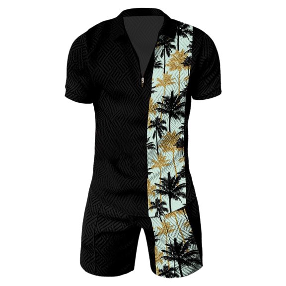 Vedolay Summer Short Sets Men 2 Piece Outfits Men's Short Sets Outfits 2 Piece Summer Tracksuit Short Sleeve Polo Shirt and Shorts Set,Black M