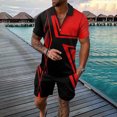 thumbnail image 1 of Vedolay Summer Short Sets Men 2 Piece Outfits Mens Short Sets 2 Piece Fashion Summer Short Sleeve Shirt and Shorts Set for Men,Red 5XL, 1 of 3