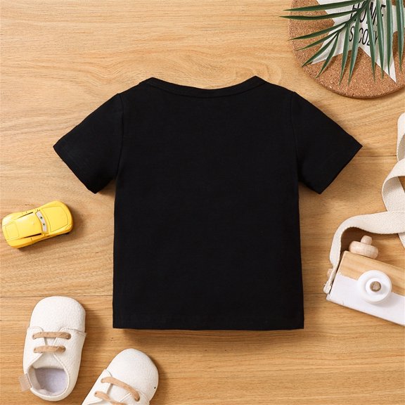 Vedolay Summer Tops Baby Boys T-Shirt Summer Tops Short Sleeve Graphic Tees Shirts,Black 18-24 Months
