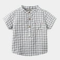 thumbnail image 1 of Vedolay Summer Tops For Boy Boys Short Sleeve Polo Shirt Printed Kids Tops with Pocket Boy Clothes,Gray 4-5 Years, 1 of 2