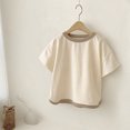 thumbnail image 1 of Vedolay Summer Tops For Boy Boys T-Shirts Stripe Cotton Short Sleeve Tees Crew Neck Tops,Beige 6-12 Months, 1 of 3
