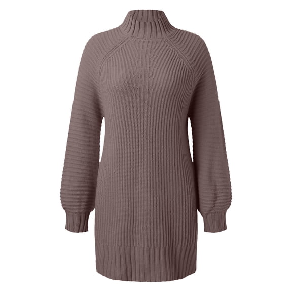 Vedolay Sweater Dress Women's Long Sleeve Pullover Solid Fall Winter Casual Knit Sweater Dress,Brown M