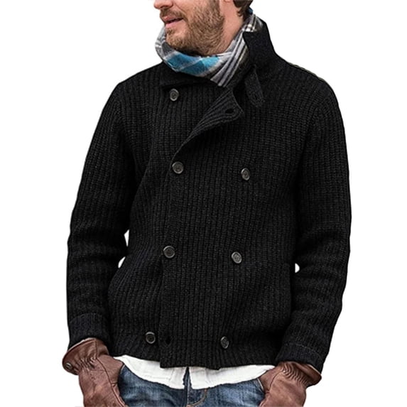 Vedolay Sweater Jacket for Men Long Sleeve Knit Draped Open Cardigan Coat Black,S