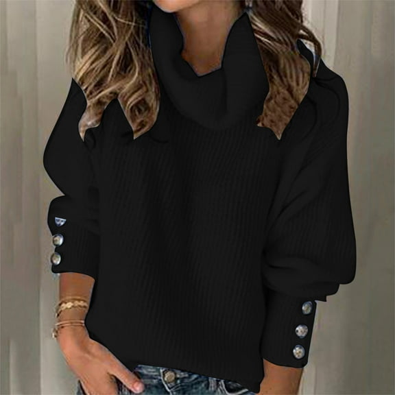 Vedolay Sweater Sweaters for Women Trendy Long Sleeve Loose Fit Tops 2023,Black L