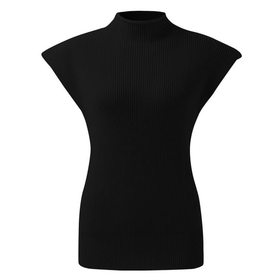 Vedolay Sweater Vest Women's Vintage Sleeveless Knit Sweater Vest Loose Fit Neck Tank Top,Black L