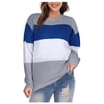 thumbnail image 1 of Vedolay Sweater Women's 2023 Trendy Fall Fashion Sweaters Knit Ribbed Stripe Pullover Top,Blue M, 1 of 5