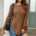 thumbnail image 1 of Vedolay Sweater Women's Oversized Casual Sweaters Long Sleeve Crew Neck Pullover Loose Solid Tops,Brown S, 1 of 3