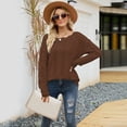 thumbnail image 1 of Vedolay Sweater Womens Sweaters Causal Long Sleeve V Neck Lightweight Pullover Top,Brown XL, 1 of 4