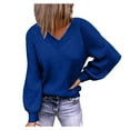 thumbnail image 1 of Vedolay Sweater for Women 2023 Long Sleeve Crop Tops Turtleneck Knitted Pullover Tops Blue,L, 1 of 4